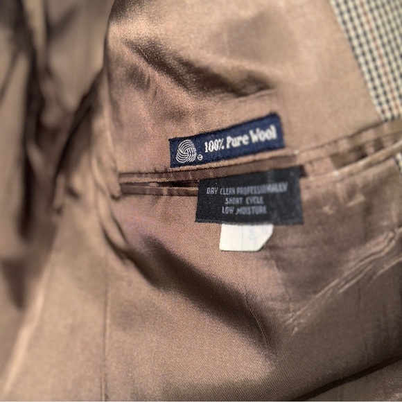 Vintage Burberry’s Men’s Wool Sport Coat Jacket 40R–42R Brown Houndstooth Check - Picture 11 of 15